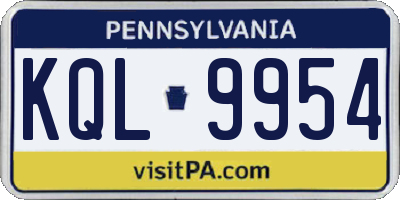 PA license plate KQL9954