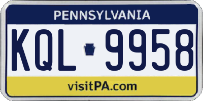 PA license plate KQL9958