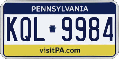 PA license plate KQL9984