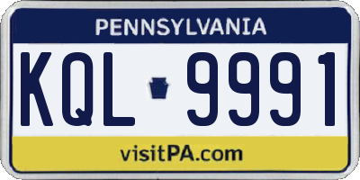 PA license plate KQL9991