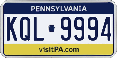 PA license plate KQL9994