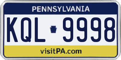 PA license plate KQL9998