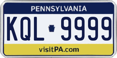 PA license plate KQL9999