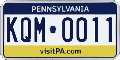 PA license plate KQM0011