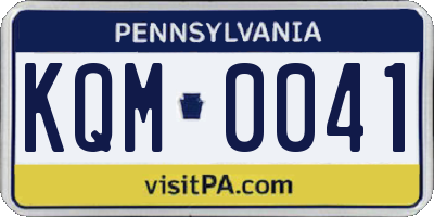 PA license plate KQM0041