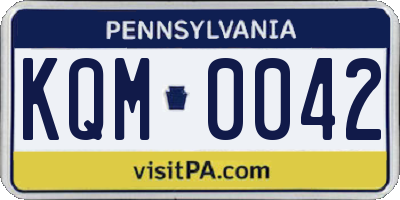 PA license plate KQM0042