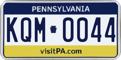 PA license plate KQM0044