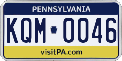 PA license plate KQM0046