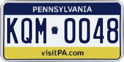 PA license plate KQM0048