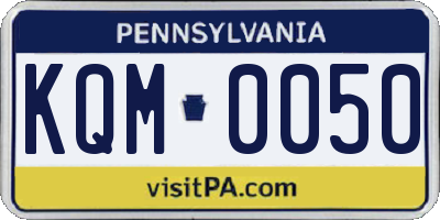 PA license plate KQM0050
