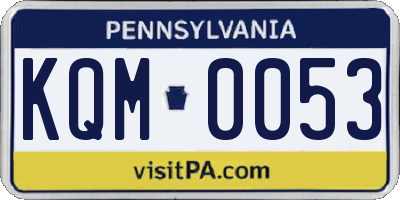 PA license plate KQM0053