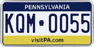 PA license plate KQM0055