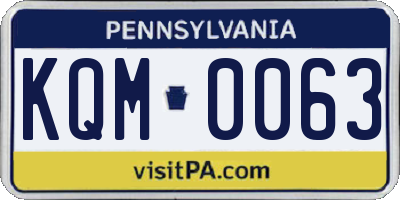PA license plate KQM0063