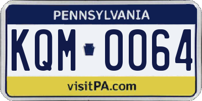 PA license plate KQM0064