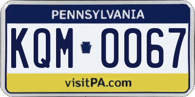 PA license plate KQM0067