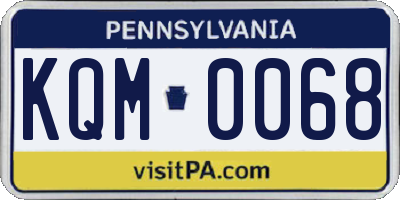 PA license plate KQM0068