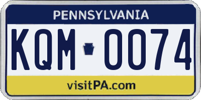 PA license plate KQM0074