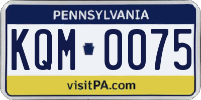 PA license plate KQM0075