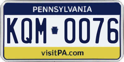 PA license plate KQM0076