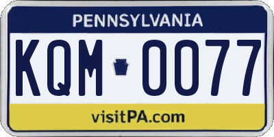 PA license plate KQM0077