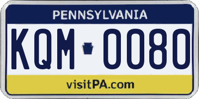 PA license plate KQM0080