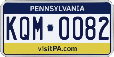 PA license plate KQM0082
