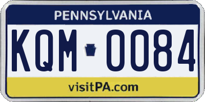 PA license plate KQM0084