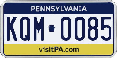PA license plate KQM0085