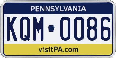 PA license plate KQM0086