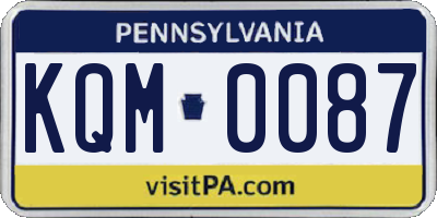 PA license plate KQM0087