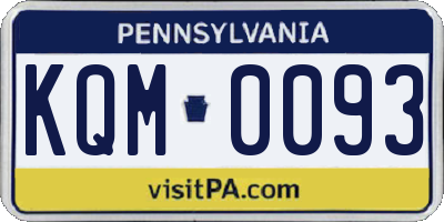PA license plate KQM0093