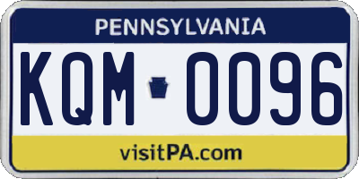 PA license plate KQM0096