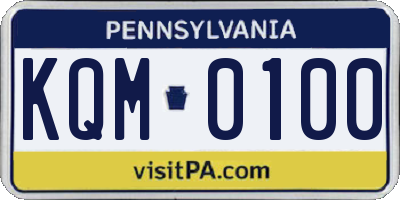 PA license plate KQM0100