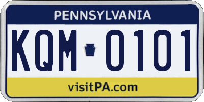 PA license plate KQM0101