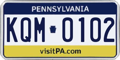 PA license plate KQM0102
