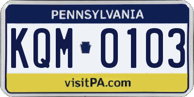 PA license plate KQM0103