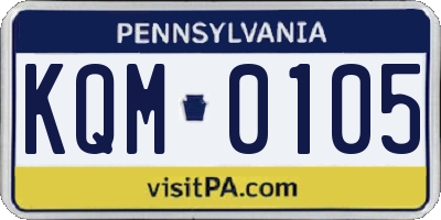 PA license plate KQM0105