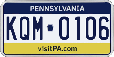 PA license plate KQM0106