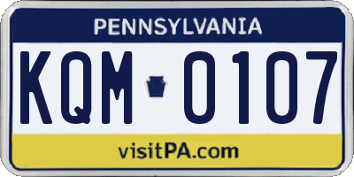 PA license plate KQM0107