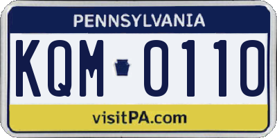 PA license plate KQM0110