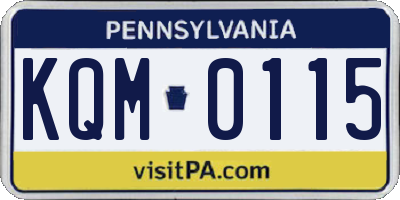 PA license plate KQM0115