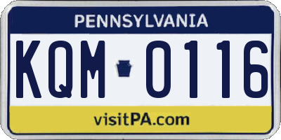 PA license plate KQM0116