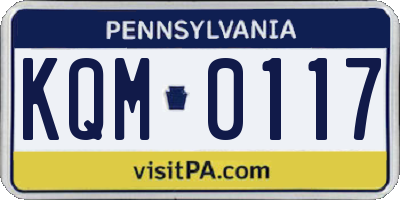 PA license plate KQM0117
