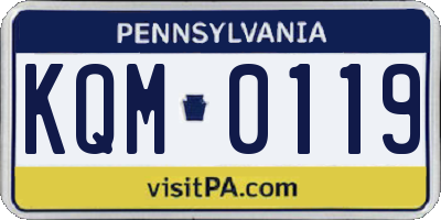 PA license plate KQM0119