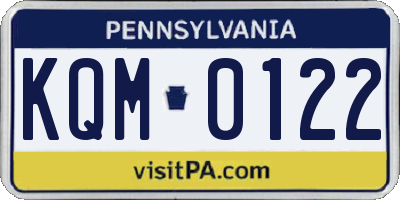 PA license plate KQM0122