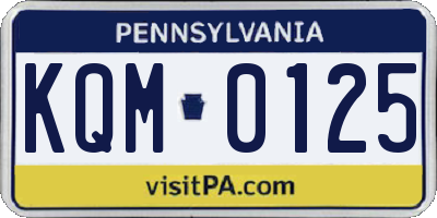 PA license plate KQM0125