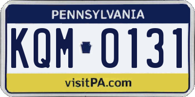 PA license plate KQM0131