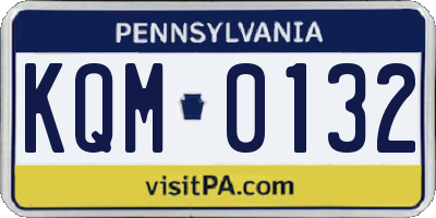 PA license plate KQM0132