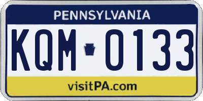 PA license plate KQM0133