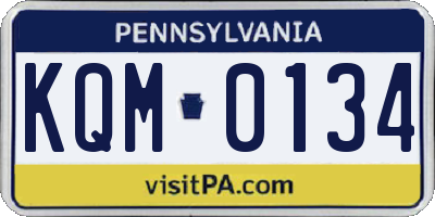 PA license plate KQM0134